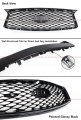 Glossy Black Out Front Bumper Upper Grille Replacement Compatible For 2018-2022 Infiniti Q50 Models With Sensor Holes