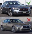 Glossy Black Out Front Bumper Upper Grille Replacement Compatible For 2018-2022 Infiniti Q50 Models With Sensor Holes