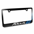 Ipick Image Made For Ford Focus With Carbon Fiber Texture Blue Stripe Black Metal License Plate Frame