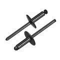 50pcs 3 16 X1 2 Aluminum Blind Rivets Grip And Steel Mandrel Large Flange Fastener For Metal Furniture Automotive Black 
