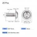 Uxcell Flanged Button Head Socket Cap Screws M5 10mm Hex Drive 304 Stainless Steel Fasteners Bolts Fully Threaded Machine Screw