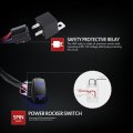Mictuning Hd 14awg 300w Led Light Bar Wiring Harness Fuse 40 Amp Relay On-off Rocker Switch Blue 2lead