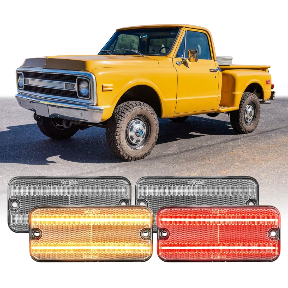 Usr 68-72 C K Series Piup Side Marker Light A 4pc Front Rear Parking Lamps Left Right Set For 1968-1972hevy C K Pick Up Truck