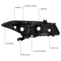 Black Housing Amber Side Projector Headlight Head Lamps Tool Kit Compatible With Honda Accord Coupe 08-12
