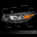 Black Housing Amber Side Projector Headlight Head Lamps Tool Kit Compatible With Honda Accord Coupe 08-12