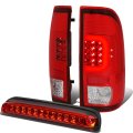 Auto Dynasty For 99-07 Ford Super Duty Red 3d Led C-bar Tail Lights 3rd Third Brake Lamp Chrome Red 