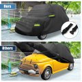 Uxcell For Fiat 500 2007-2022 Cover Waterproof Car Outdoor Full All Weather Protection Rain Sun With Zipper Black