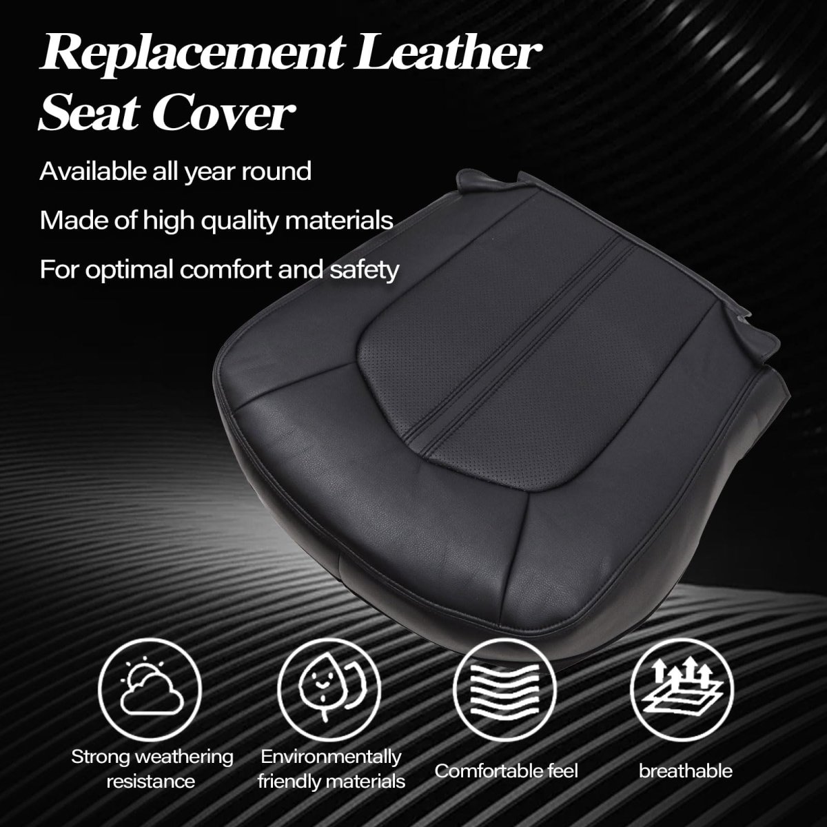 Driver And Passenger Leather Bottom Top Lean Back Replacement Seat Covers Black For Cadillac Cts 2008 2009 2010 2011 2012 2013