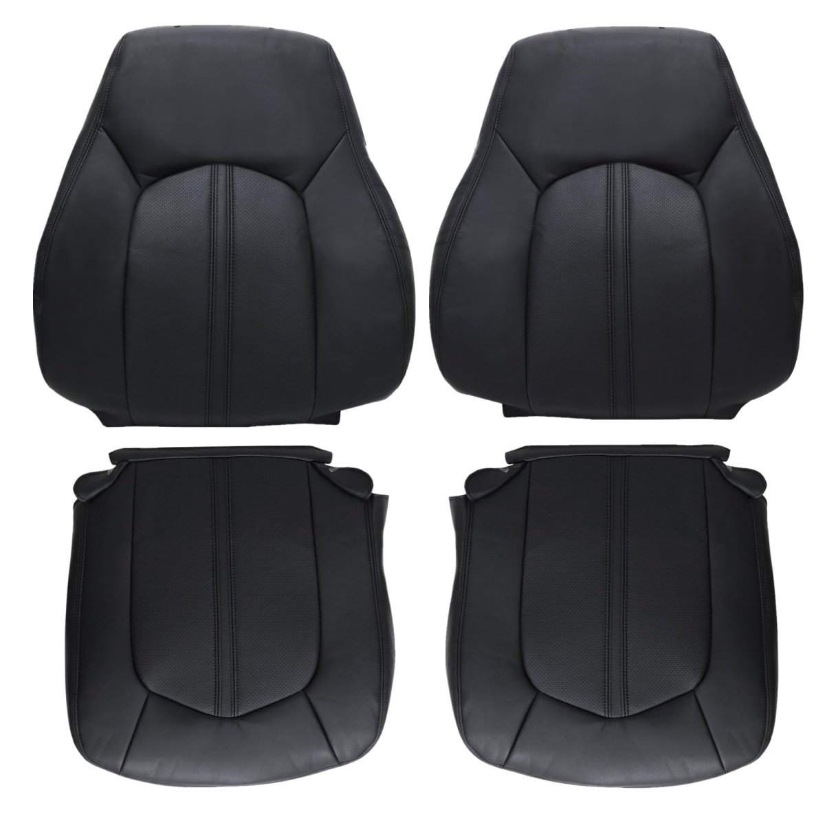 Driver And Passenger Leather Bottom Top Lean Back Replacement Seat Covers Black For Cadillac Cts 2008 2009 2010 2011 2012 2013