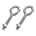 2 Pack Eye Bolts M8 X 45mm 304 Stainless Steel Threadedbolt Silver Eye Hooks With Nut For Hanging Or Securing Cables 