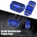 X Autohaux Blue Brake Foot Pedals Pad Kit Non-slip No Drill Aluminum Alloy Accelerator Pedal Covers For Toyota Corolla Rav4
