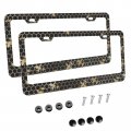 Foruidea Gold Queen Bees And Honeycomb Matte Aluminum License Plate Frame With Black Screw Capsi 2pcs 2 Holes Licensess Frames