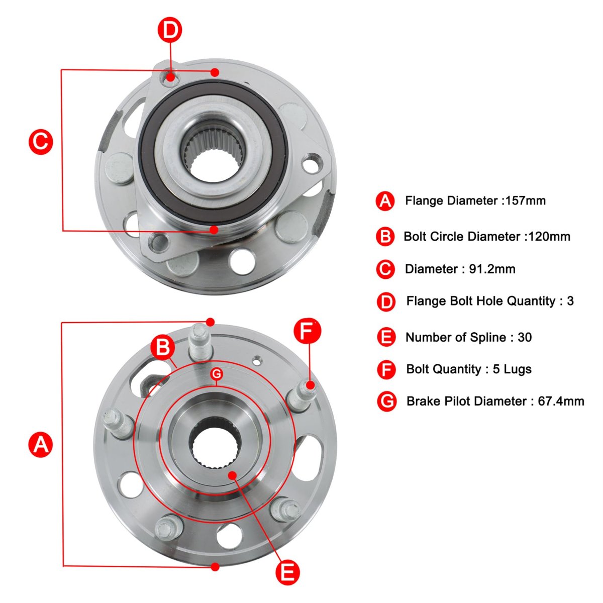 Front And Rear Wheel Bearing Hub Assembly For Allure Lacrosse Regal Cts Xts Equinox Impala Malibu Terrain 2010 To 2017