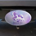 Personalized Custom 1 Line Magical Mom Unicorn And Baby Oval Tow Trailer Hitch Cover Plug Insert