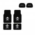 Skulls 4 Pc Carpet Floor Mats And Headrest Cover 