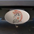Wonder Woman Deflecting With Bracelets Oval Tow Trailer Hitch Cover Plug Insert
