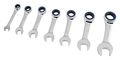 W30635 7 Piece Metric Stubby Ratcheting Wrench Set Chrome Vanadium Steel With 100 Tooth Gear For 3 6 Degrees Sweep And Storage 