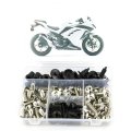 Full Sets Fairing Bolts Kits For Ninja300 Ex300 Ninja250 2013 2018 Silver Electroplated 10 9 Grade Steel Mounting Hardware With 