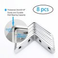 Uxcell 8pcs Angle Bracket Stainless Steel 50x50mm Corner Brace Fastener L Shaped Right Brackets Protector Shelf Support With