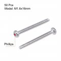 Uxcell M1 6x16mm Machine Screws Pan Phillips Cross Head Screw 304 Stainless Steel Fasteners Bolts 50pcs