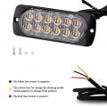 Sidaqi 4pcs 12led Emergency Strobe Lights For Vehicle 12-24v Surface Mount Super Bright Caution Hazard Construction Sync