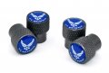 Air Force Universal Valve Stem Caps Black Chrome Knurling 