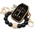 Rfsrz Soft Tpu Key Fob Case For 2017-2022 Gmc Acadia Terrain Yukon Chevrolet Suburban Tahoe With Chain Bracelets Holder Black 