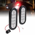 True Mods 2pc 6 White Oval Led Reverse Trailer Tail Light Kit Dot Fmvss 108 Sae 2 R Grommet Plug Included Ip67 Waterproof Back 