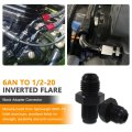 2x 6an Male Flare To 1 2 X 20 Thread Inverted Straight Hose Aluminum Adapter Connector Anodized Surface Fuel Fittingt Black