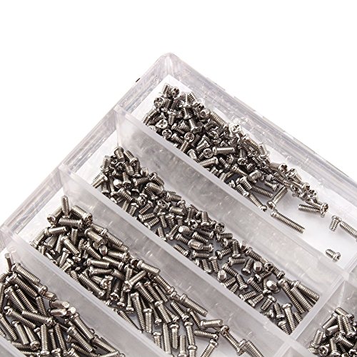 1000pcs Stainless Steel Assorted 1 6-6 0mm Tiny Screws Kit For Eyeglass Sun Glasses Watch Repair Tool