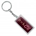 Graphics More Book Worm With Earthworm Glasses Rectangle Keychain In Chrome Plated Metal