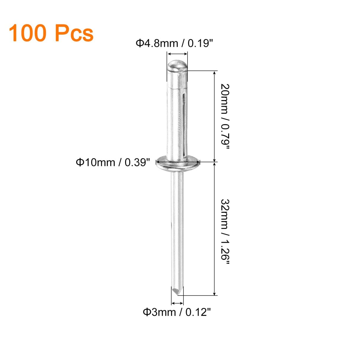 100pcs 3 16 X3 4 Aluminum Round Head Tri Grip Rivets Assortment Bulb Style For Diy Sheet Metal Automotive Repairs Furniture