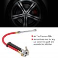 Qiilu Bayonet Style Inflator Gauge With 12 Hose And Air Chuck 10-90 Psi Heavy Duty Straight Head