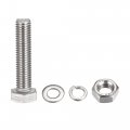 Uxcell M10 X 50mm Hex Head Screws Bolts Nuts Flat Lock Washers Kits 304 Stainless Steel Fully Thread Hexagon 4 Sets
