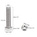 Uxcell M10 X 50mm Hex Head Screws Bolts Nuts Flat Lock Washers Kits 304 Stainless Steel Fully Thread Hexagon 4 Sets