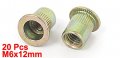 Uxcella M6x12mm Flat Head Knurled Body Blind Rivet Nuts Threaded Insert Nutserts 20pcs