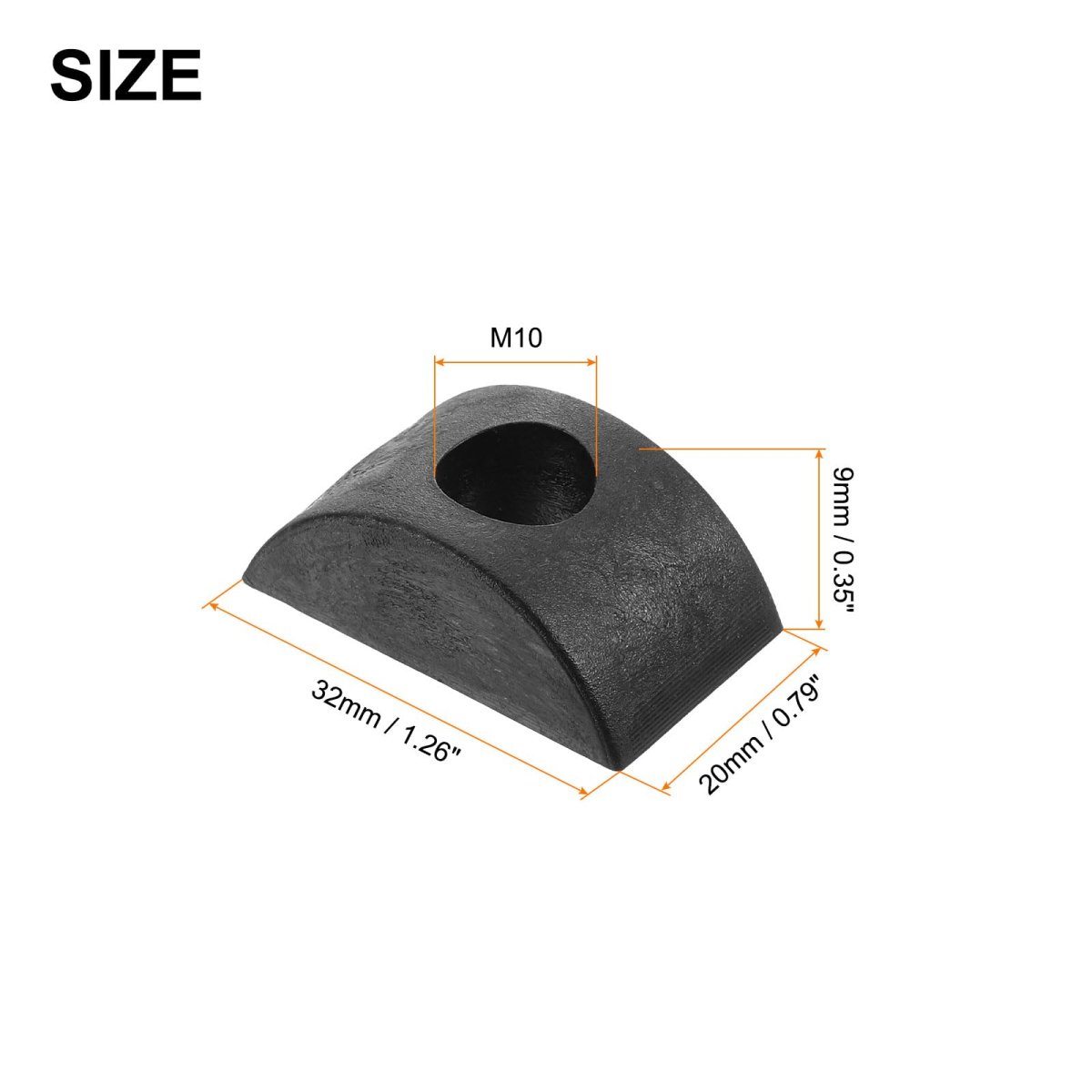Plastic Half Moon Spacer Connector Hardware Fittings Black 10mm Hole Dia 16pcs