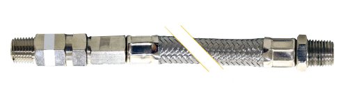 30202 Steel Braided Leader Hose With Check Valve 1 4 In M Nptlet And In Outlet Silver Stainless