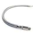 30202 Steel Braided Leader Hose With Check Valve 1 4 In M Nptlet And In Outlet Silver Stainless