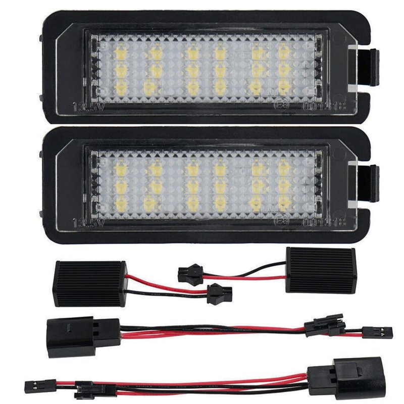 2pcs Error Free Led License Plate Lights 6000k White For Vw Golf Gti Mk4 Mk5 Mk6 Mk7 Passat B6 Cc Polo Eos Phaeton Beetle And