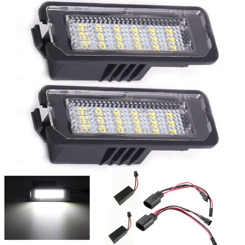 2pcs Error Free Led License Plate Lights 6000k White For Vw Golf Gti Mk4 Mk5 Mk6 Mk7 Passat B6 Cc Polo Eos Phaeton Beetle And