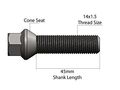 20pcs Extended Silver Zinc Lug Bolts 14x1 5 45mm Shank Length Not Cone Seat For Audi Tt A3 A4 S4 A5 S5 A6 S6 A7 S7 S8 B5 B6 B7 