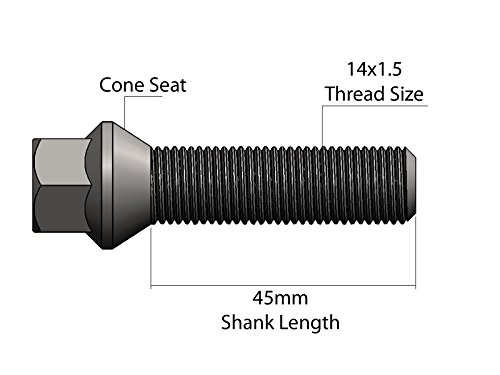 20pcs Extended Silver Zinc Lug Bolts 14x1 5 45mm Shank Length Not Cone Seat For Audi Tt A3 A4 S4 A5 S5 A6 S6 A7 S7 S8 B5 B6 B7
