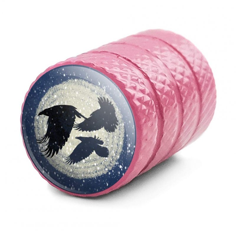 Ravens Flying Through Snow Tire Rim Wheel Aluminum Valve Stem Caps