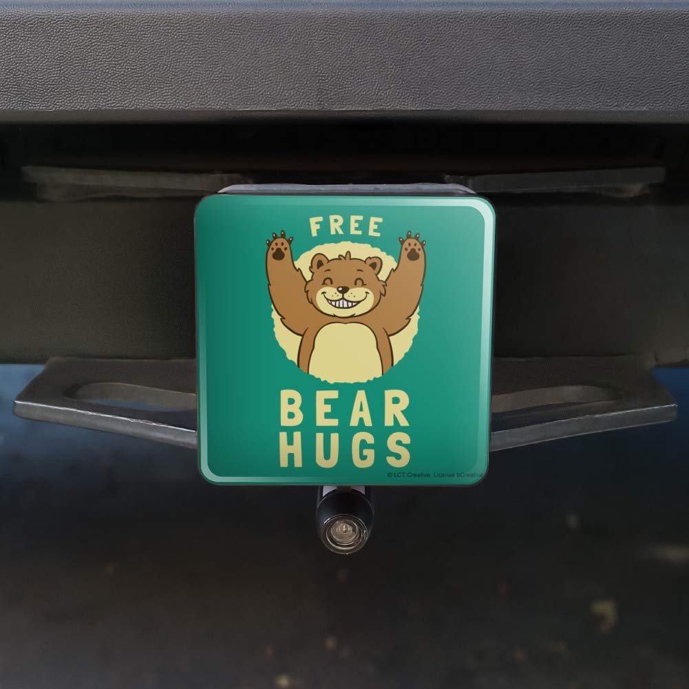 Free Bear Hugs Funny Humor Tow Trailer Hitch Cover Plug Insert For 2 In Receivers Durable Black Abs Plastic Modern Style