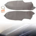 Gray Synthetic Leather Car Door Panel Armrest Covers For 2006 2007 2008 2009 2010 2011 Honda Civic Sedan Front Left And Right