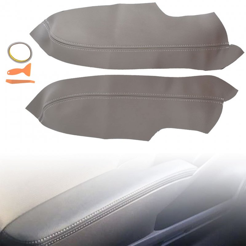Gray Synthetic Leather Car Door Panel Armrest Covers For 2006 2007 2008 2009 2010 2011 Honda Civic Sedan Front Left And Right