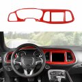 Linskip Dash Board Trim For Dodge Challenger 2015-2023 Instrument Screen Panel Cover Air Vent Covers Interior Accessories Red 