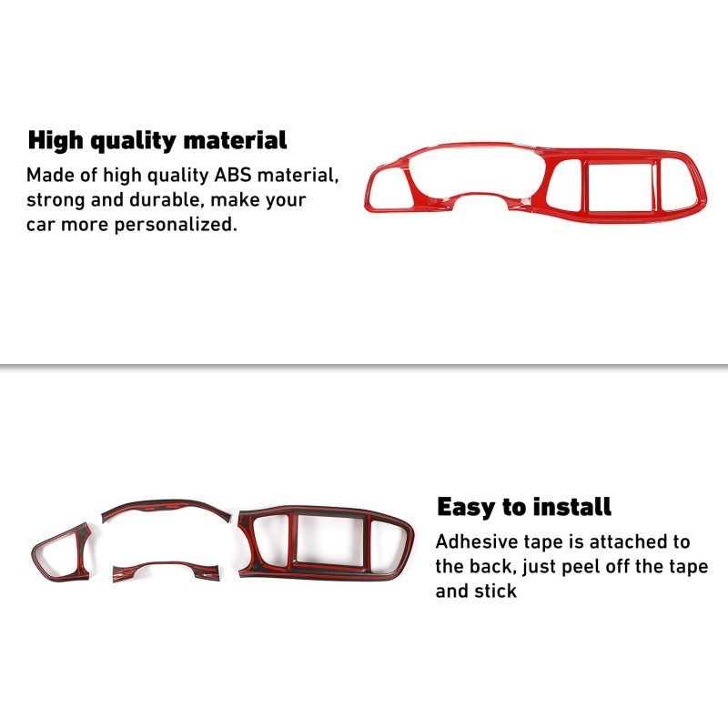 Dash Board Trim And Air Vent Covers For Dodge Challenger 2015 2023 Instrument Screen Panel Cover Interior Accessories Red