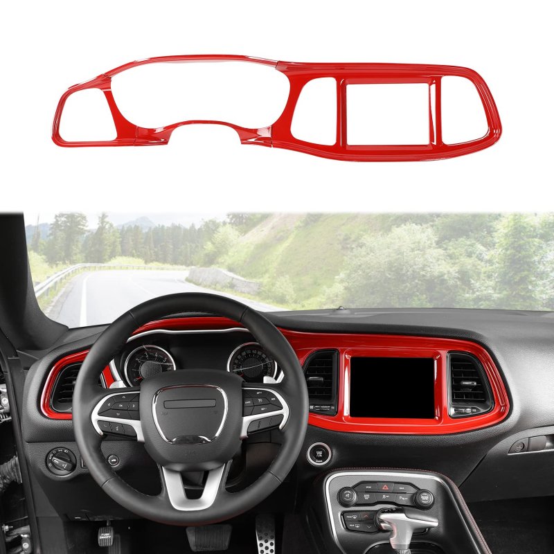 Dash Board Trim And Air Vent Covers For Dodge Challenger 2015 2023 Instrument Screen Panel Cover Interior Accessories Red